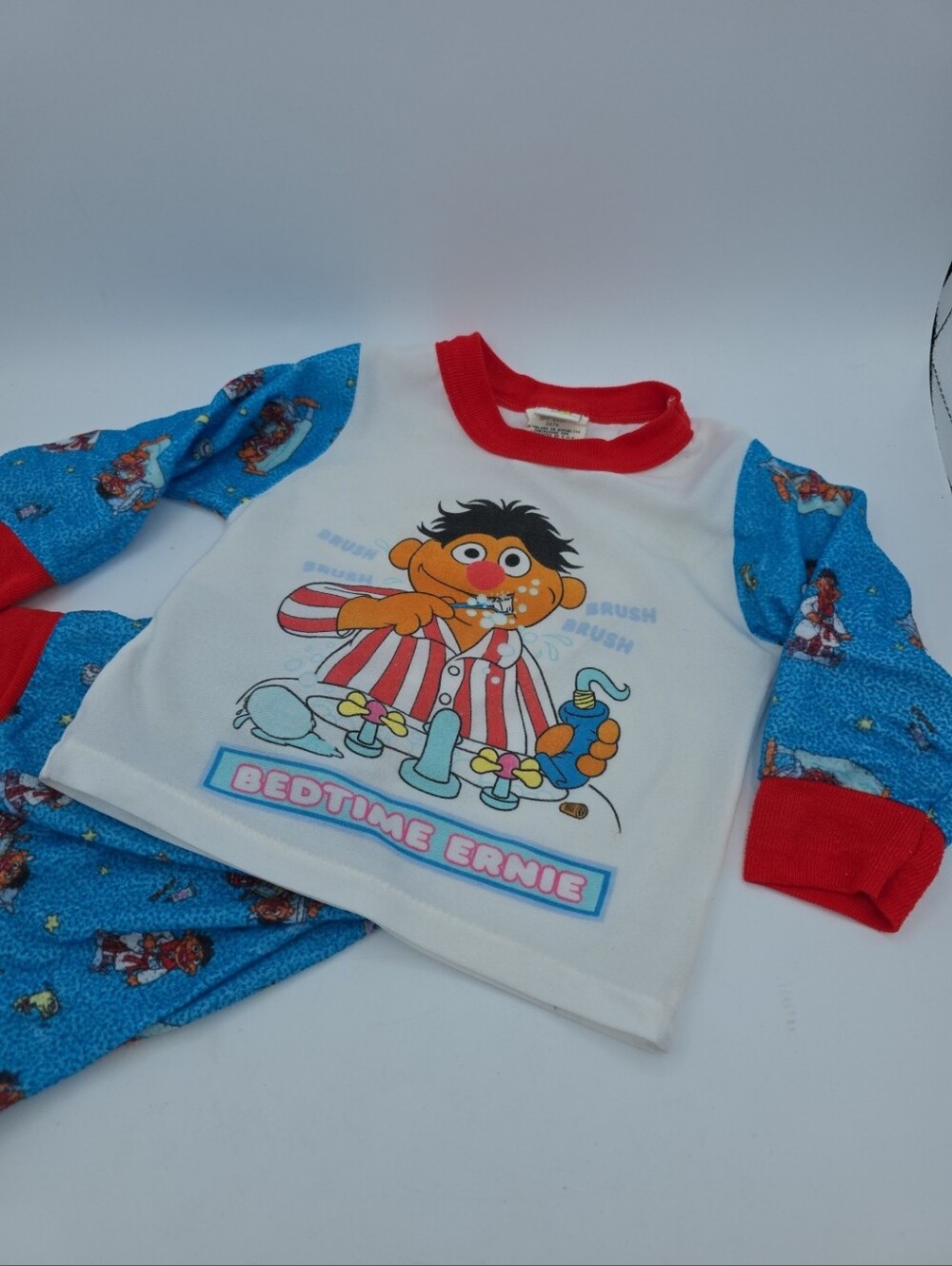 Vintage 70s Sesame Street Bedtime Ernie Crewneck Long Sleeve‎ Pajama Set Size 3T